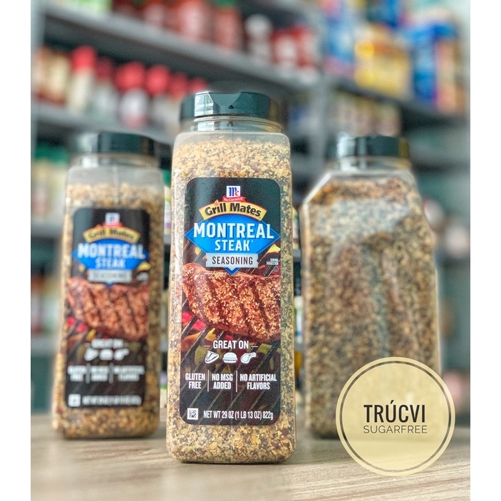 GIA VỊ TẨM ƯỚP THỊT BÒ NƯỚNG MONTREAL STEAK SEASONING MC CORMICK 0 calo( eat clean, ăn kiêng,keto)