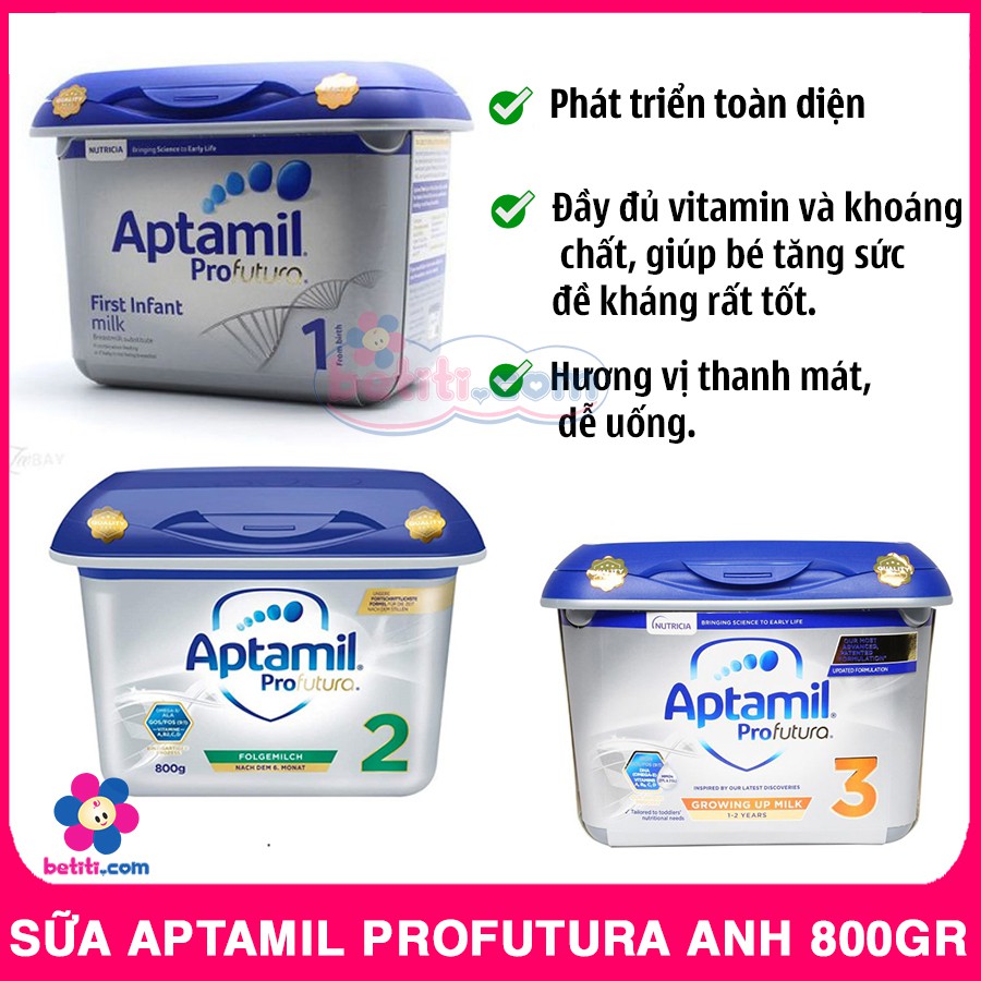 [MẪU MỚI] Sữa Aptamil Profutura Anh Cho Bé Đủ Số 1,2,3 Hộp 800gr