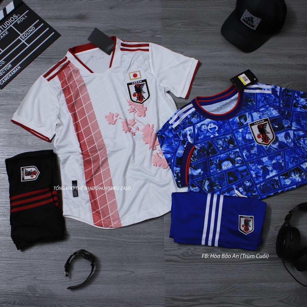 Bộ Quần Áo Đá Banh ĐT Nhật mùa 22/23 hàng cao cấp Thái 2 màu trắng,xanh