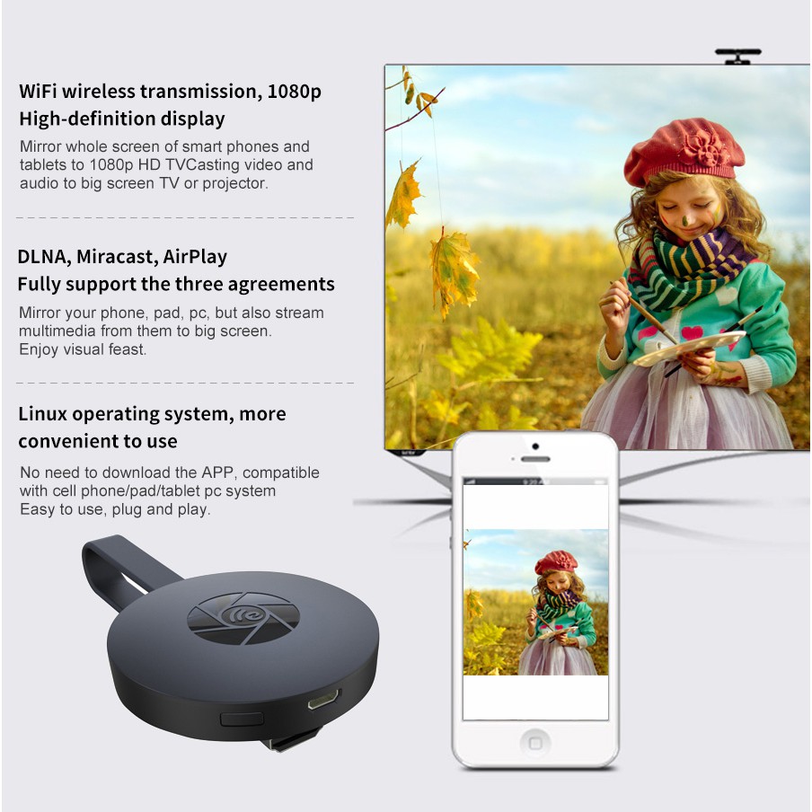 Thiết Bị Nhận Tín Hiệu Wifi G2 Hdmi Anycast Miracast Dlna Airplay Cho Windows Android Ios