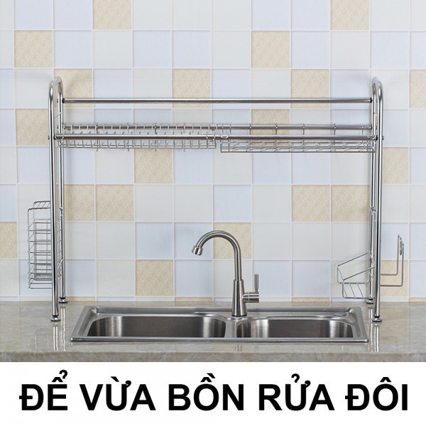 [𝐅𝐫𝐞𝐞𝐒𝐡𝐢𝐩 𝟏𝟎𝟎%] Kệ Để Chén VANDO Inox 304 Thông Minh 1 tầng 2 Tầng VANDO, Tặng bộ phụ kiện 5 món đi kèm