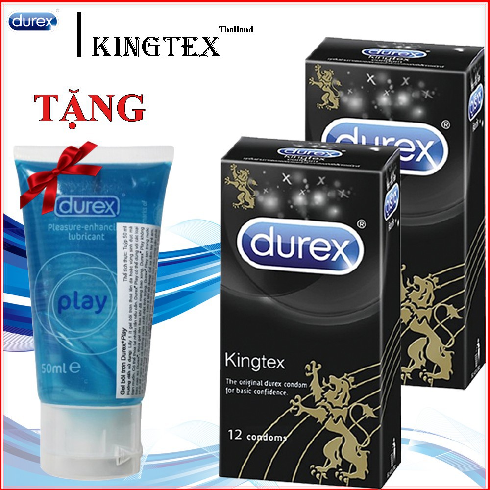 Combo 2 hộp Bao Cao Su Kingtex Và Gel Durex Play 50ml