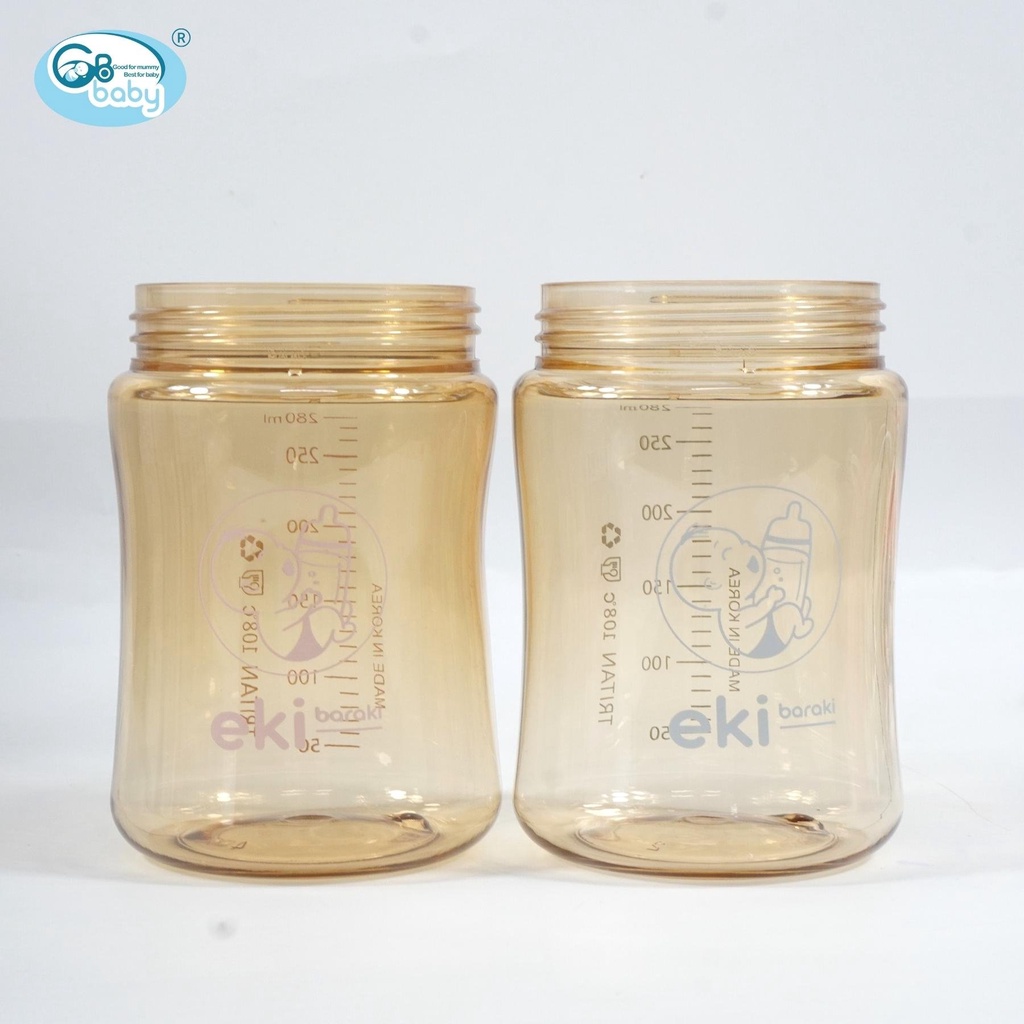Bình tập uống nước cho bé Ekibaraki Hàn Quốc 280ml có tay cầm tặng kèm bộ dụng cụ thay thế chính hãng