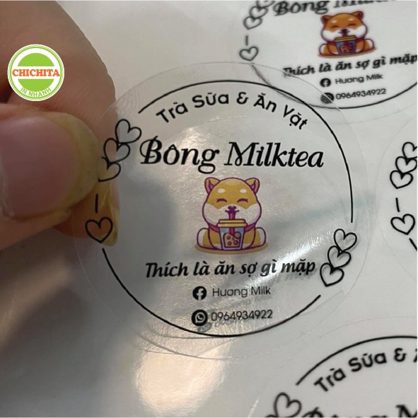 [Giá Tại Xưởng] IN Tem Trong Suốt - chống nước- Bế theo yêu cầu A3