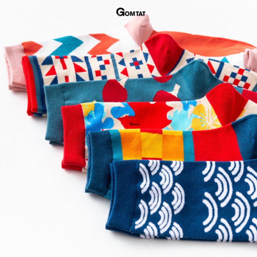 Tất cổ cao nam nữ GOMTAT hoạ tiết hình thú dễ thương, sợi cotton mềm mại, hút ẩm thoáng khí, khử mùi  -FUJI-1DOI