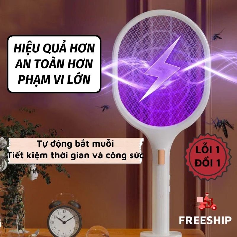 Vợt Bắt Muỗi Đa Năng Đèn Bắt Muỗi Thông Minh Công Nghệ LED Xanh Hút Côn Trùng Bọ Gia Dụng Hoàng Anh