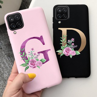 Ốp lưng TPU silicon dẻo họa tiết chữ cái có màu đen sang trọng cho Samsung Galaxy A12 M12 5G Samsung A12 2020