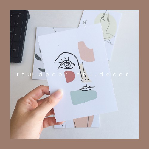 Set 4 tấm ảnh postcard trừu tượng decor trang trí nhà