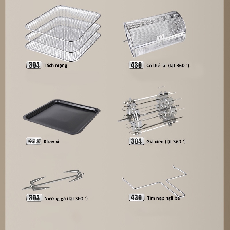 Lò nướng chân không thông minh, đa chức năng BIYI 11L - BH 12 tháng