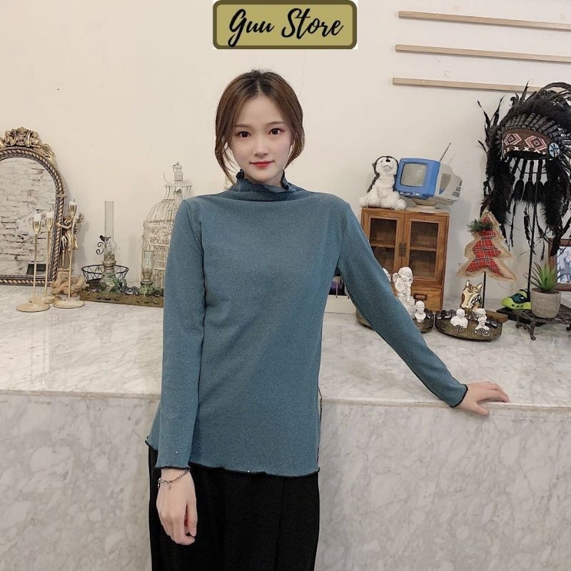 Áo Thun Nữ - Áo Len Nữ Trơn Basic Guu ATN01