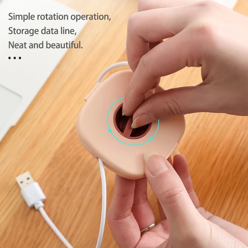 Hộp Đựng Bảo Vệ Dây Cáp Sạc USB Tự Động Hình Tròn Có Thể Xoay Được