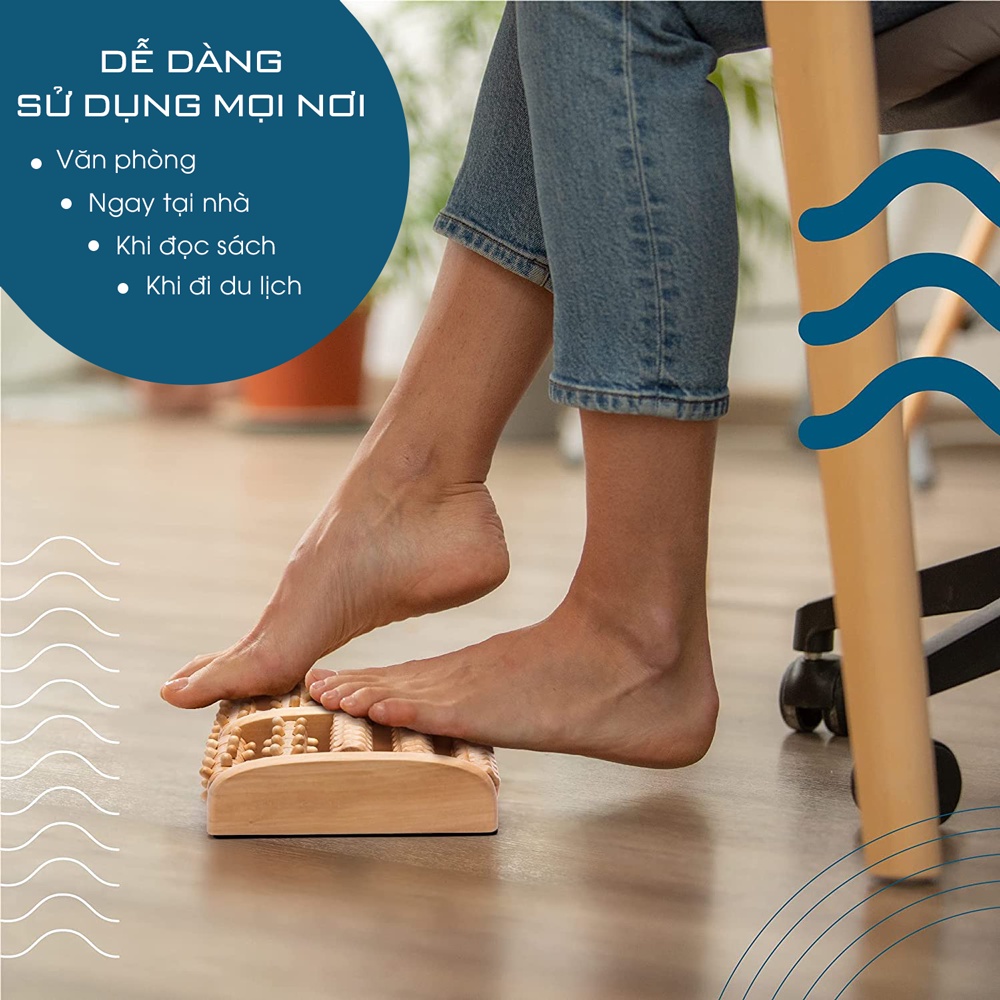 Bàn Lăn Chân Bằng Gỗ AjiDO, Massage Bấm Huyệt Bàn Chân, Lưu Thông Khí Huyết