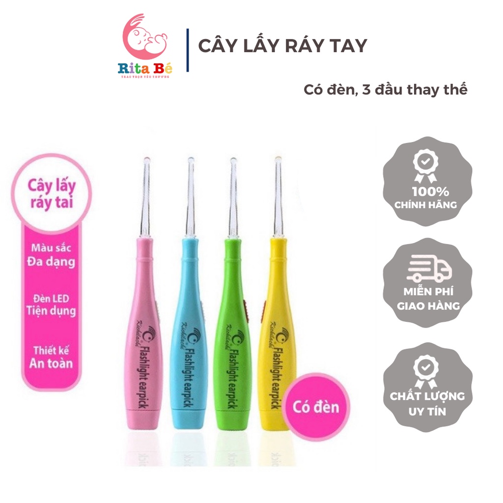 Cây lấy ráy tai , lấy mũi có đèn 3 đầu thay tiện dụng loại có hộp