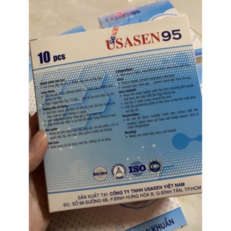 Khẩu trang y tế kháng khuẩn USASEN 95 (4 Lớp) Hộp 10c