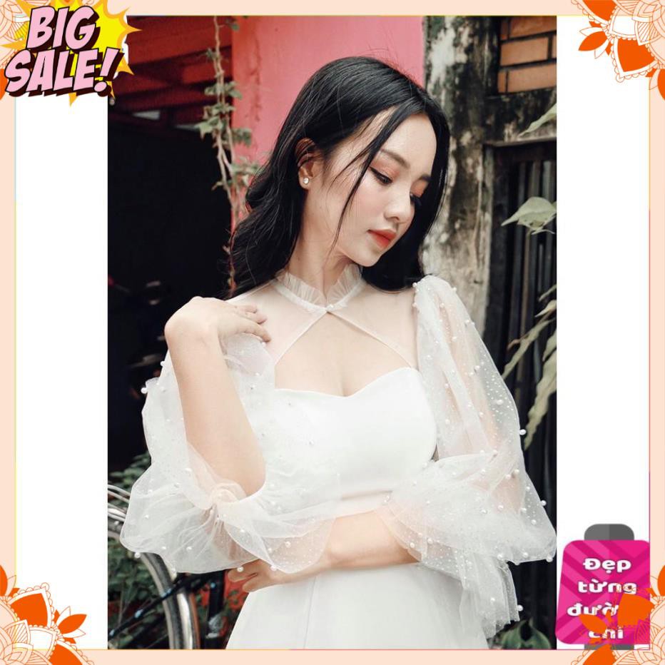 Đầm dự tiệc tay phồng đính hạt nữ tính tôn dáng | BigBuy360 - bigbuy360.vn