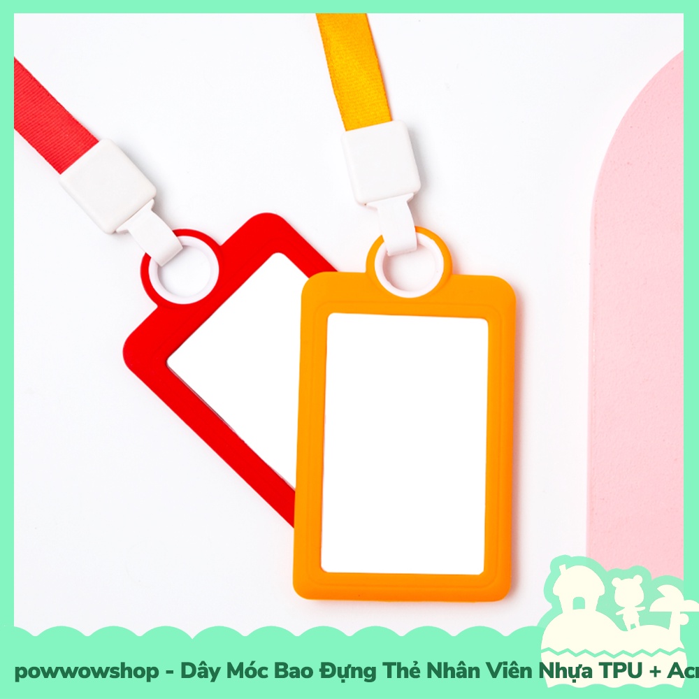 [Sẵn VN - Hỏa Tốc] Dây Móc Kéo Bao Đựng Thẻ Nhân Viên Nhựa TPU Dẻo + Acrylic Mẫu Đơn Giản Simple Colorful