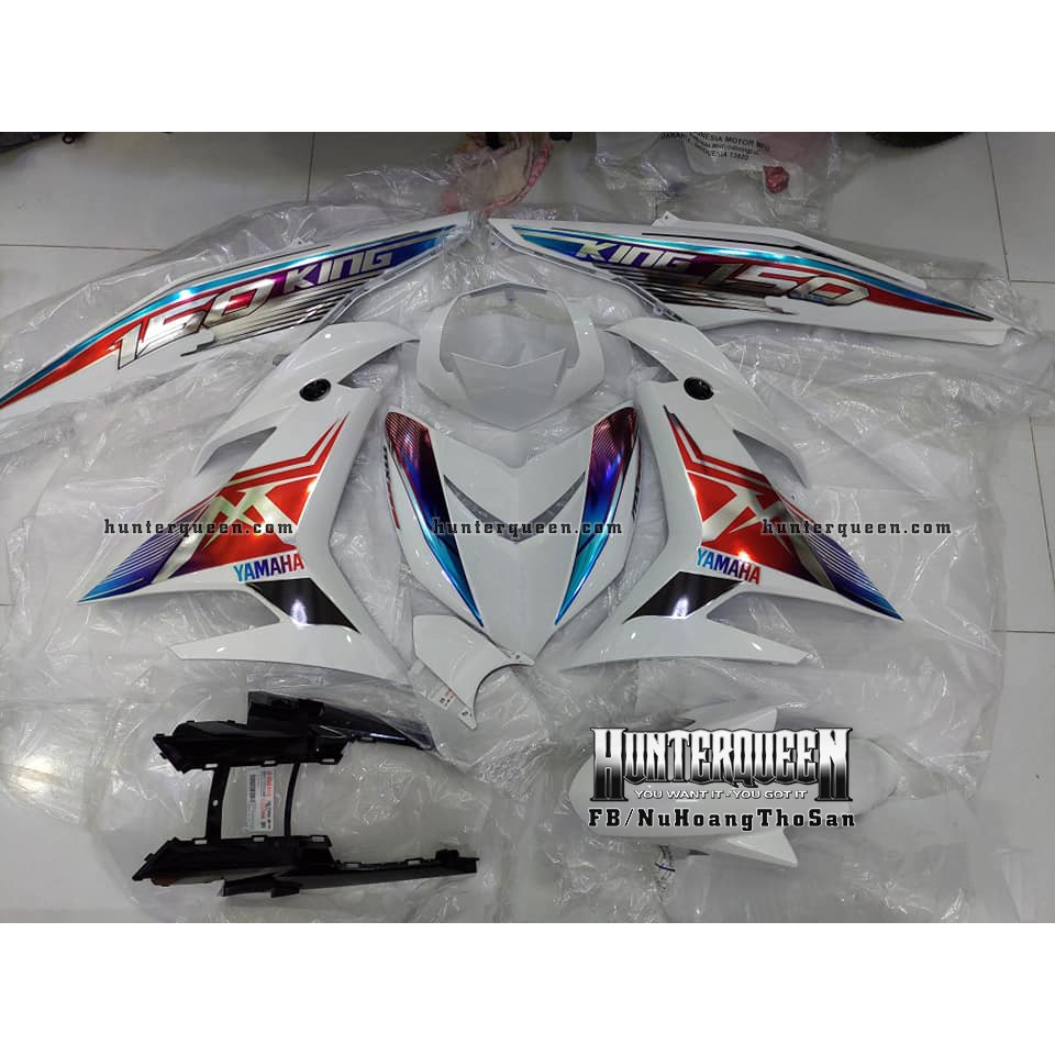 Tem Exciter 150, MX nhọn. Xe trắng. Chất liệu crom. Chỉnh sửa theo yêu cầu. Sắc nét, bền màu, chống nước