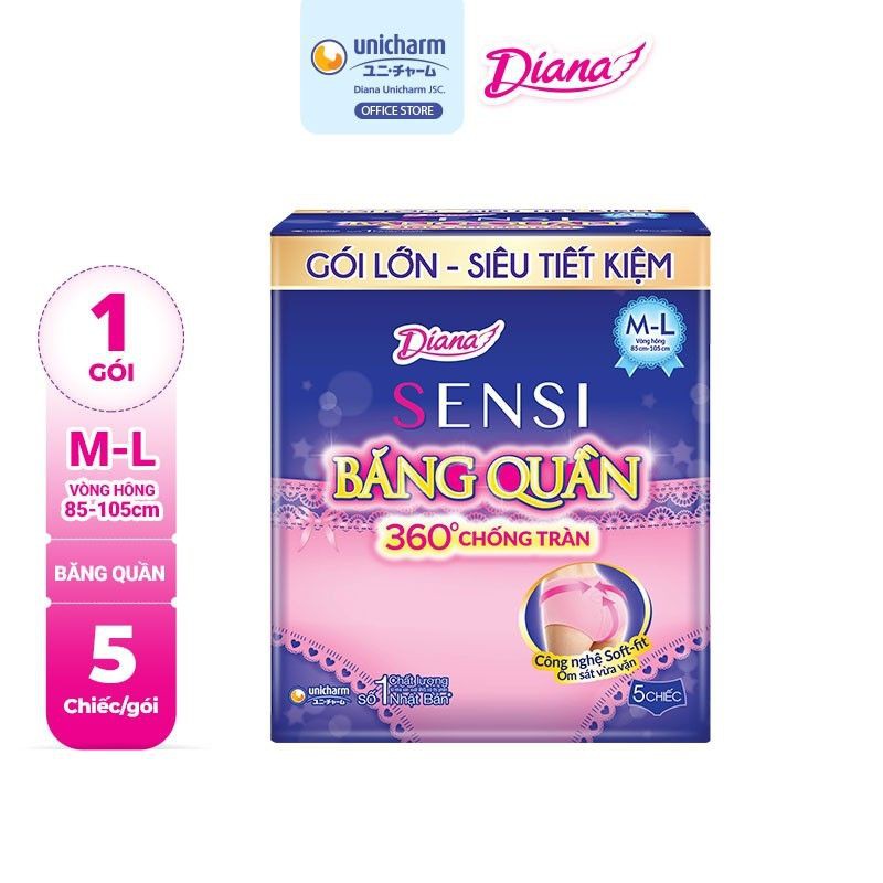 ( CHE TÊN SP) Băng quần Diana Sensi size ML gói 5c- DN05