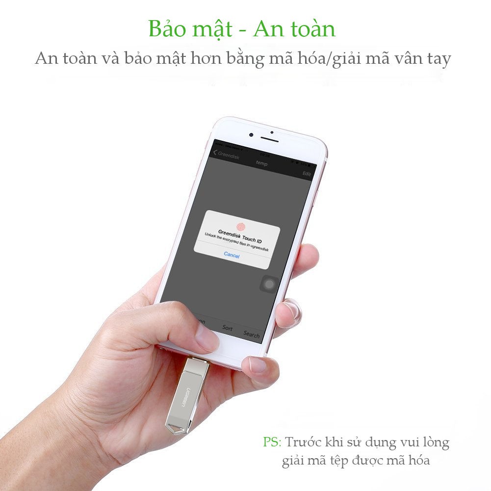 USB OTG 2.0 UGREEN US200 MFI cho iPhone/iPad - Dung lượng 16GB / 32GB / 64GB / 128GB