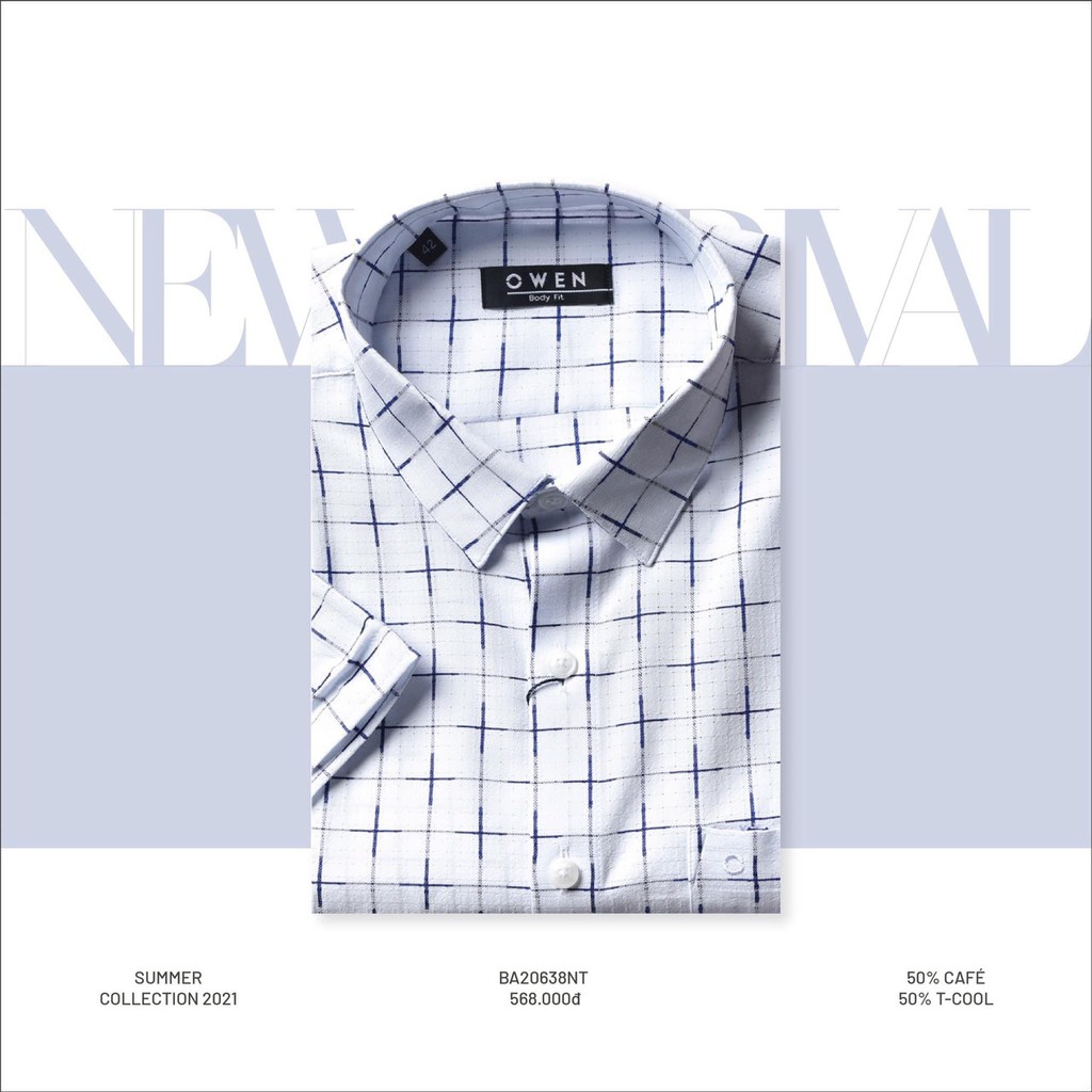 OWEN - Áo sơ mi ngắn tay Owen chất cafe 20638 - Áo sơ mi nam cộc tay