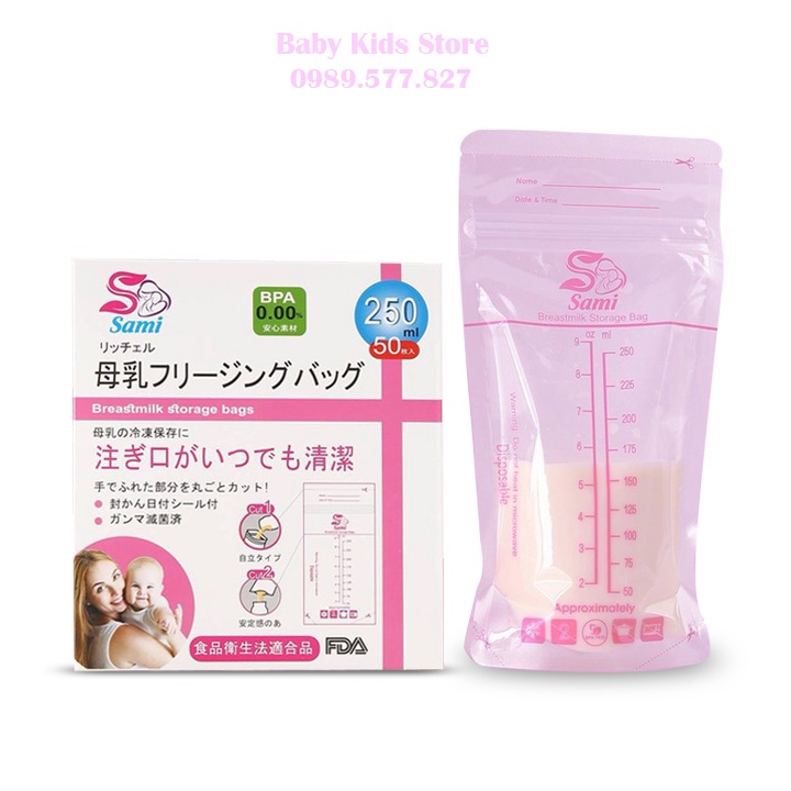 [Tặng 1 Bút Ghi Chú] Túi Trữ Sữa Sami Nhật Bản 250Ml - 50 Túi