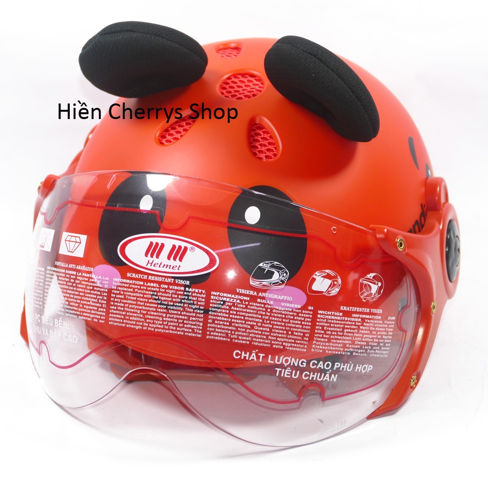 Mũ bảo hiểm nhí Tin Tin có kính chắn bụi bảo vệ tốt mặt và đầu khi va chạm dành cho bé