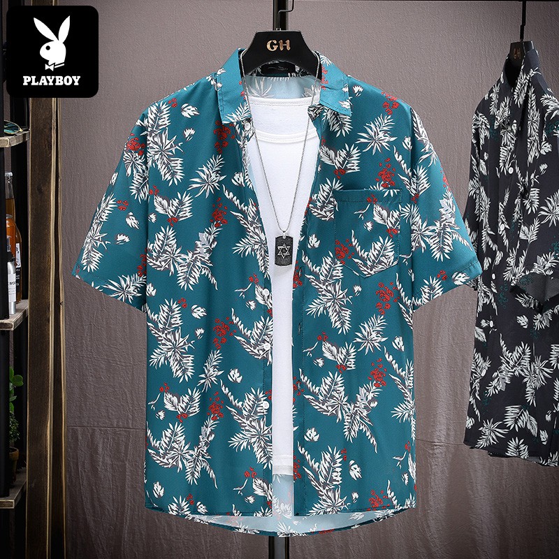 Beach shirt Flower shirt Loose plus size shirt Hong Kong style retro handsome shirt Shirt jacket