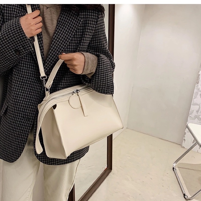 Túi xách da đeo chéo loại lớn thời trang Unisex