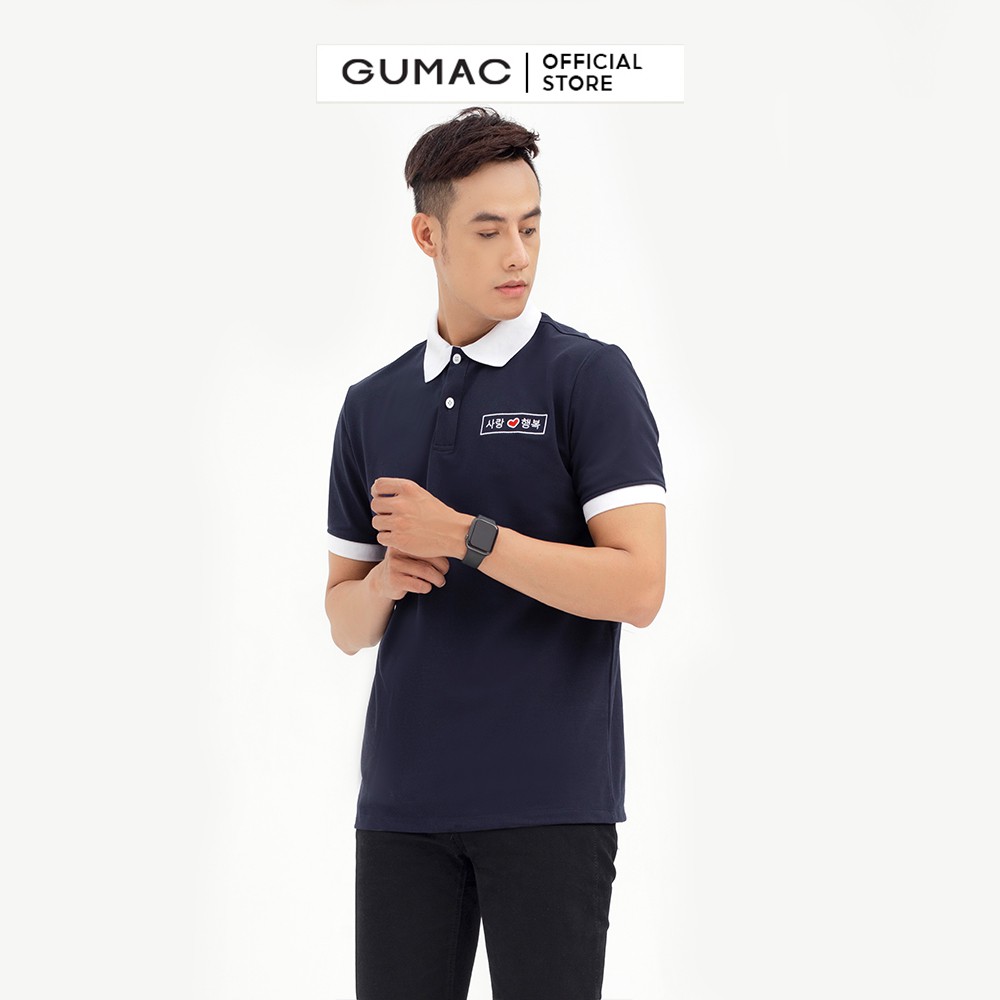 [Mã WABRGD12 giảm 10% đơn 250K] Áo thun nam polo thêu trái tim GUMAC tay ngắn thun cá sấu ATNB5101 | BigBuy360 - bigbuy360.vn