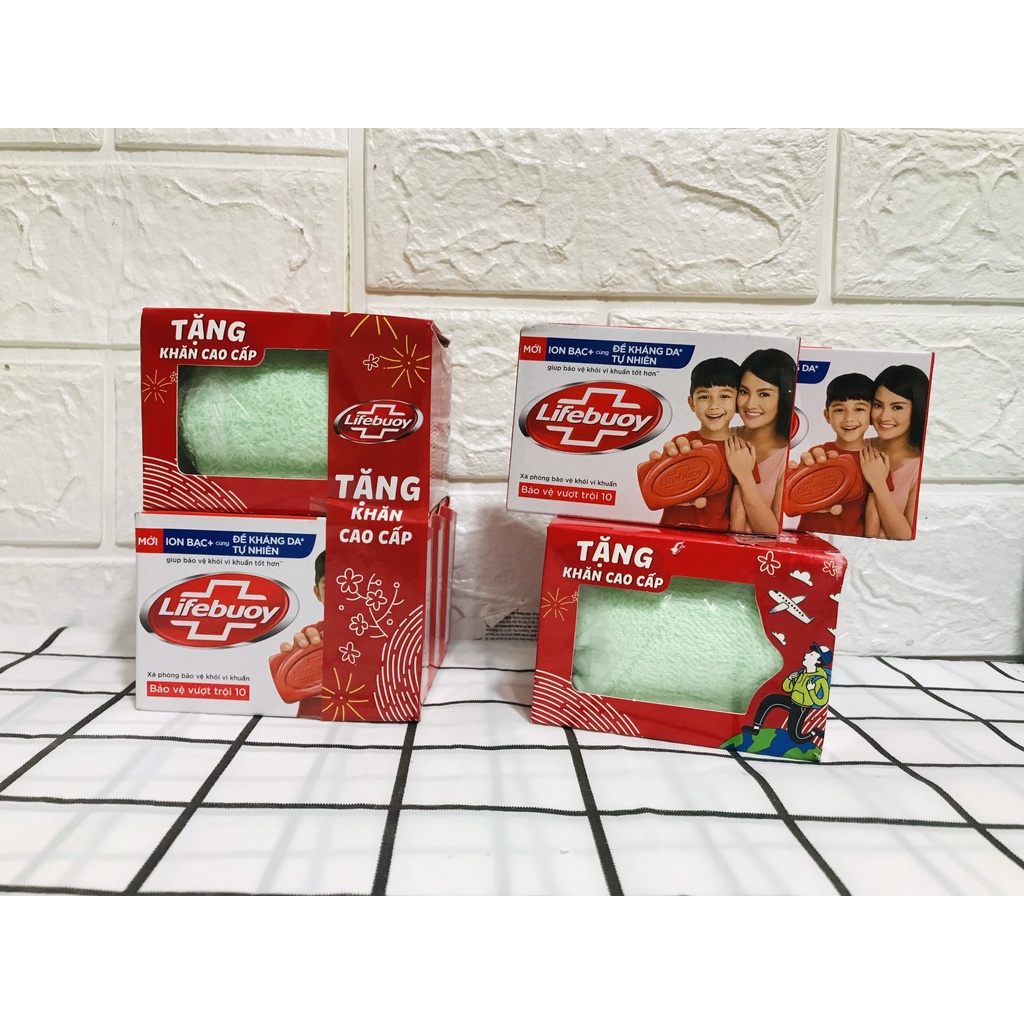 Combo 3 cục Xà bông diệt khuẩn Lifebuoy 90g tặng khăn