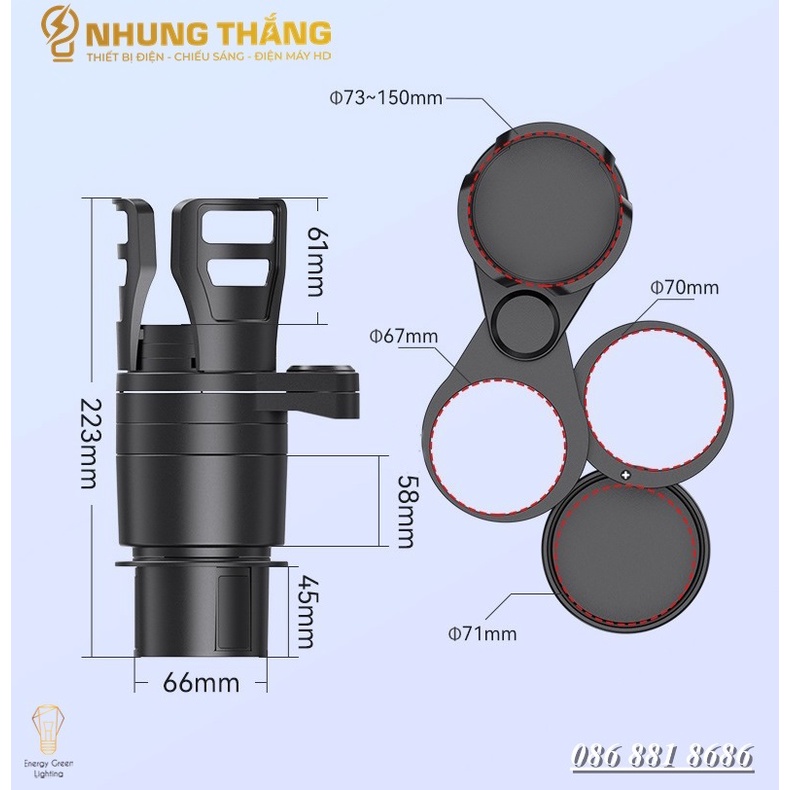 Khay Đựng Cốc Đồ Uống SD-1048 , Thức Ăn trên Ô tô - Xoay 360 độ - Đa Năng , Tiện Lợi - Có Video