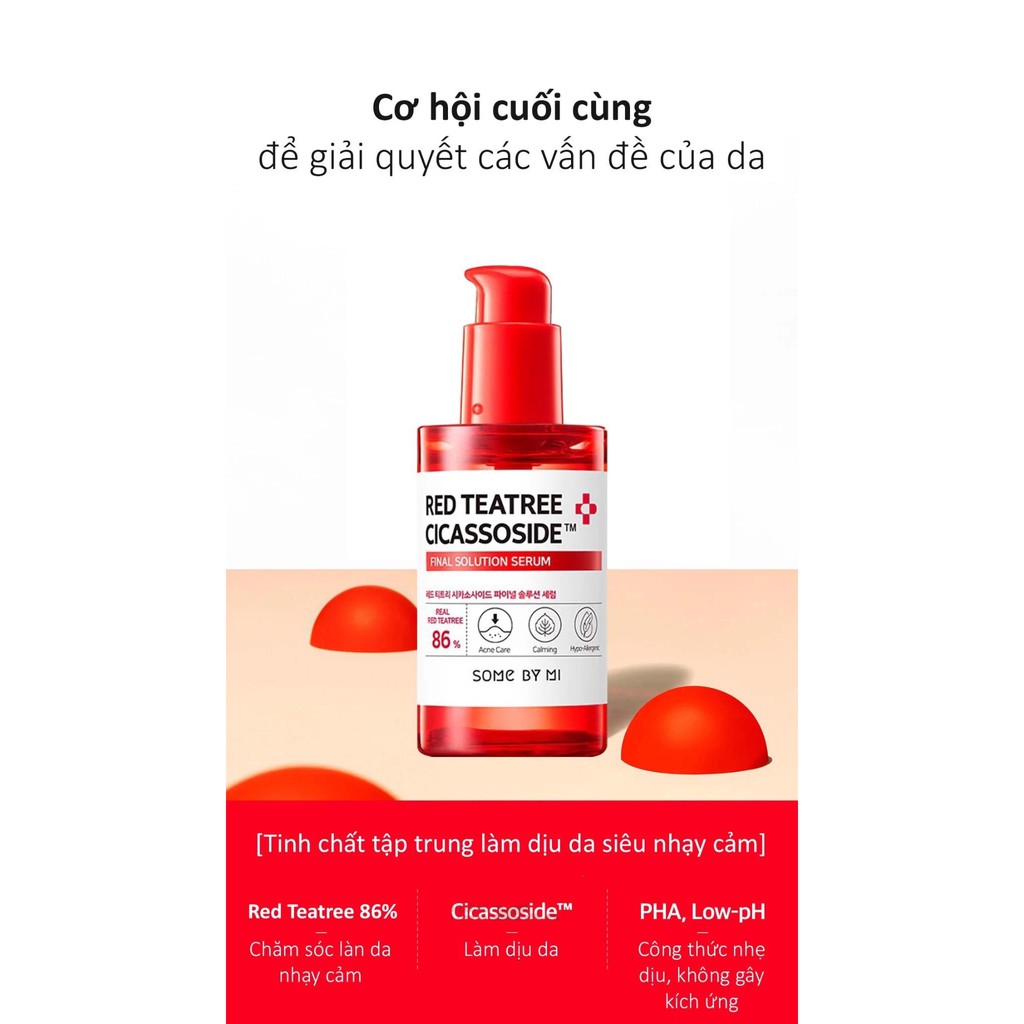 Tinh Chất Làm Dịu Da Mụn, Nhạy Cảm Chiết Xuất Tràm Trà Đỏ Some By Mi Red Teatree Cicassoside Derma Solution Serum 50ml