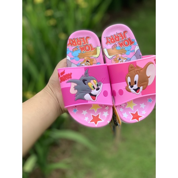 Dép trẻ em Tom &amp; Jerry đi trong nhà màu hồng nhựa dẻo LIMIBABY cho bé gái 3,4 tuổi D8