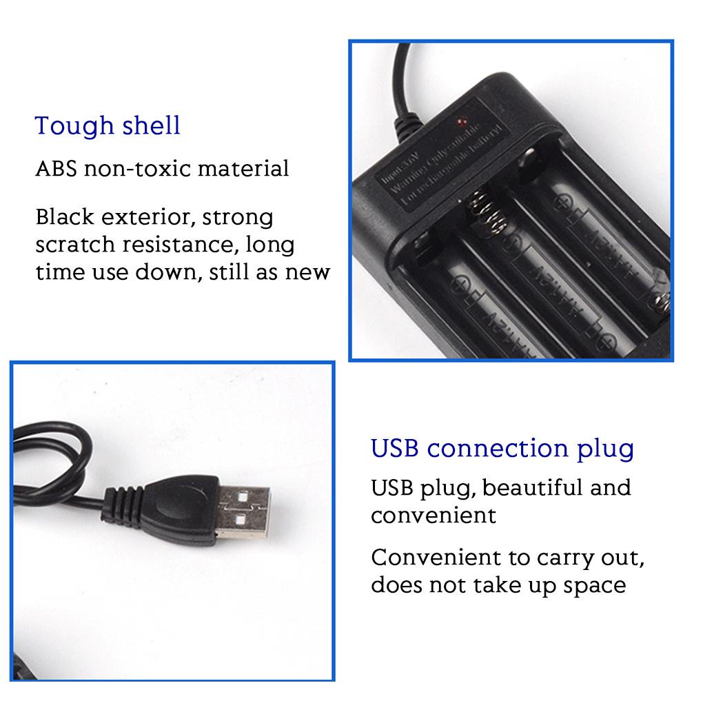 Hộp Sạc Pin AA 3 Ngăn USB Nhỏ Gọn Tiện Lợi