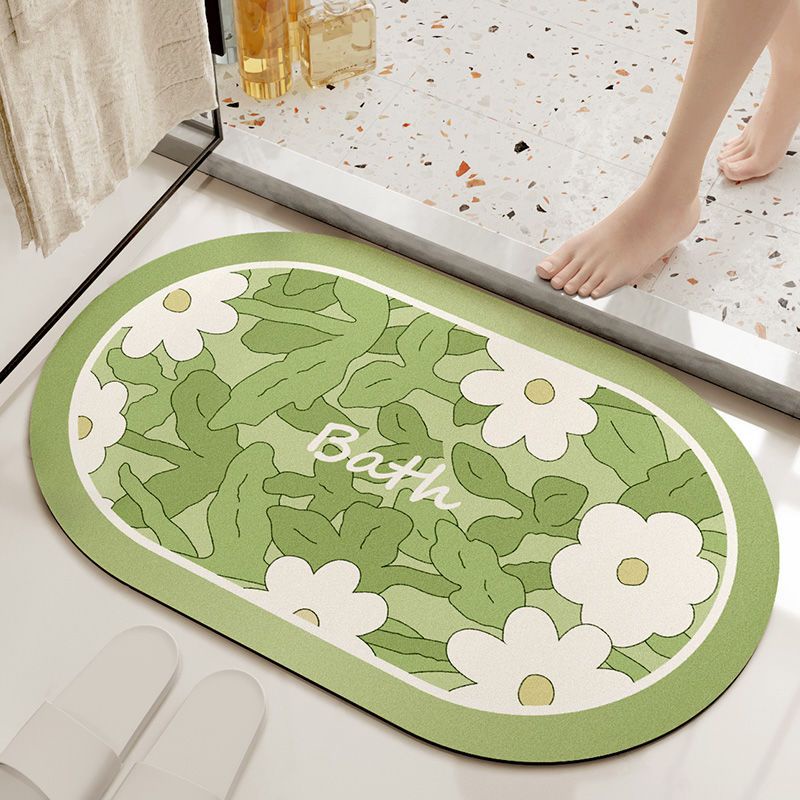 Thảm Lót Sàn Hình Oval Thấm Hút Nước Nhanh Khô Chống Trượt Phong Cách Bắc Âu