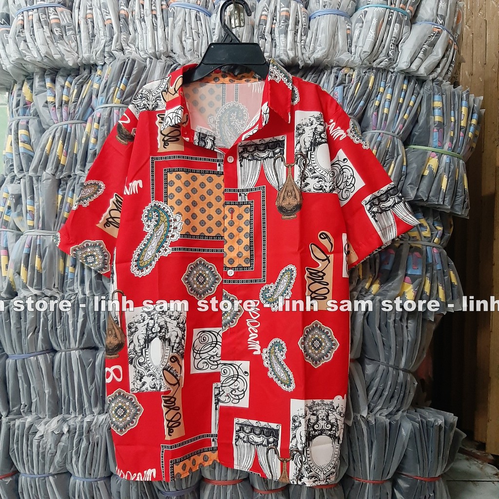 Áo SƠ MI NỮ form rộng in 3D cổ bẻ tay ngắn - lỡ dáng ulzzang freesize unisex mặc cặp, nhóm, HÌNH THỔ CẨM màu đỏ tươi | BigBuy360 - bigbuy360.vn