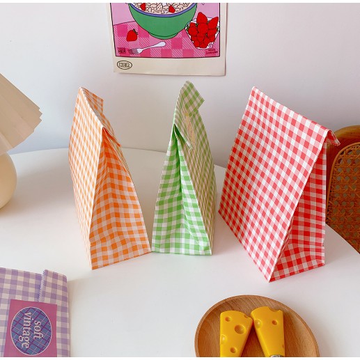 Túi Giấy Mini  Đựng Quà Tặng, Vật Nhỏ Cute Hình Caro Gingham Màu DIY