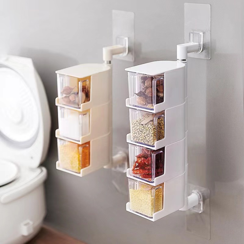 Hộp Đựng Gia Vị 4 Ngăn Treo Tường Đa Năng ( set 4 kệ) - Hộp Đựng Gia Vị Đa Năng Hàng Mới 2022