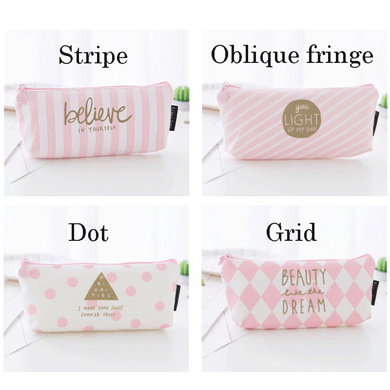Túi đựng bút bằng vải canvas in họa tiết xinh xắn dành cho nữ