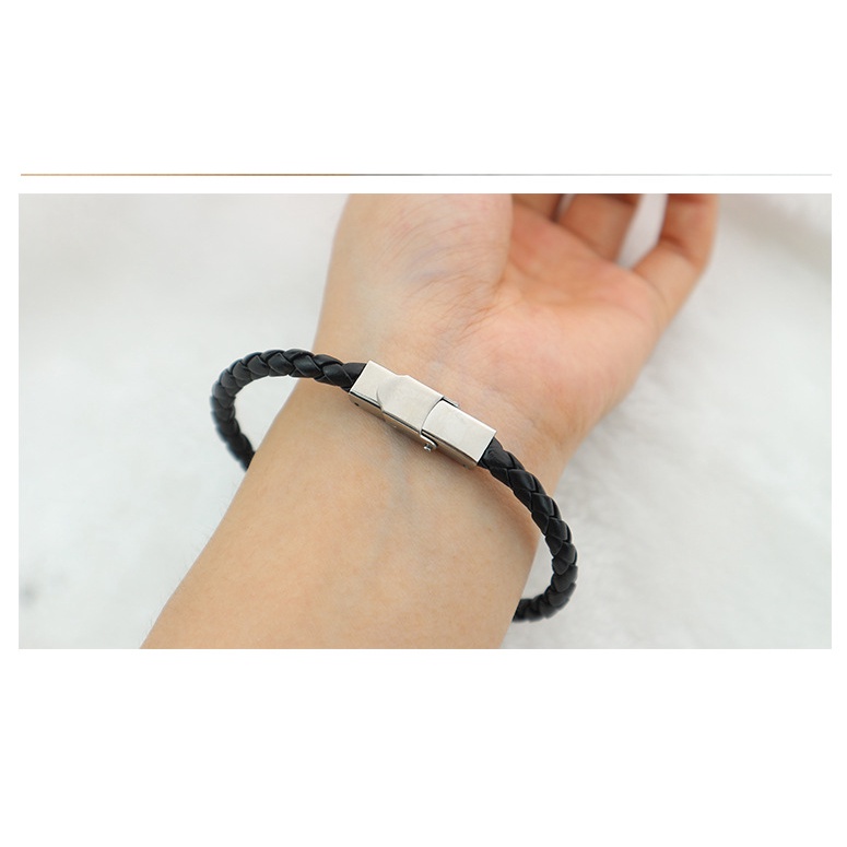 ECGIFT BR078 Cặp đôi tình bạn Dây đeo khắc da phối hợp bằng thép không gỉ cá nhân Quà tặng cho nam nữ