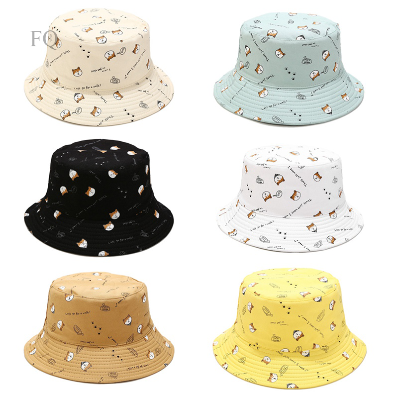 Nón bucket chất cotton hoạ tiết hoạt hình thiết kế cho nam nữ