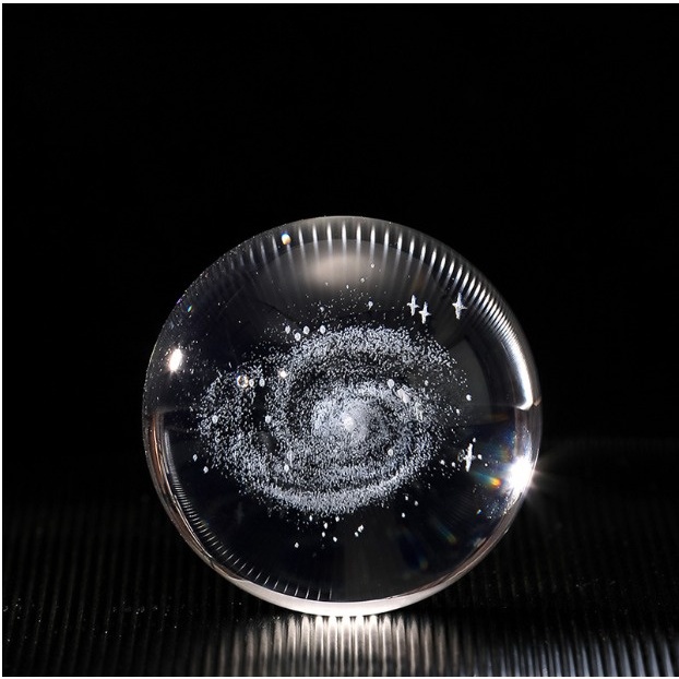 Đèn Pha Lê Quả Cầu Trong Suốt, Đế Gỗ Usb, Trang Trí Decor Phòng Ngủ, Phòng Làm Việc, Phong Thủy