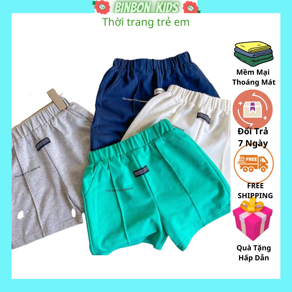 Quần đùi bé trai BINBON KIDS, Quần đùi cho bé chất Cotton Nẹp đùi cực mát Cho Bé Trai Từ 8-28kg Q01