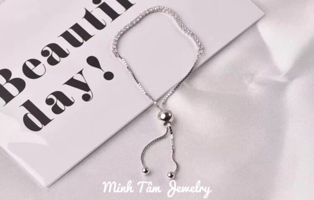 Lắc tay bạc nữ full đá dây rút charm đá mệnh chất liệu bạc 925-Minh Tâm Jewelry