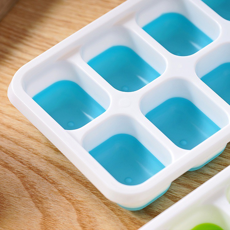 Khay Trữ Đông,Bảo Quản Đồ Ăn Dặm, Khay Làm Đá Đáy Silicon Có Nắp Đậy An Toàn Tiện Dụng Loại 14 ô (KD14)