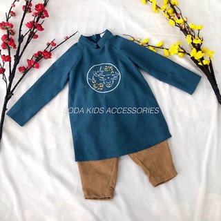 Set áo dài cho bé hình Trâu