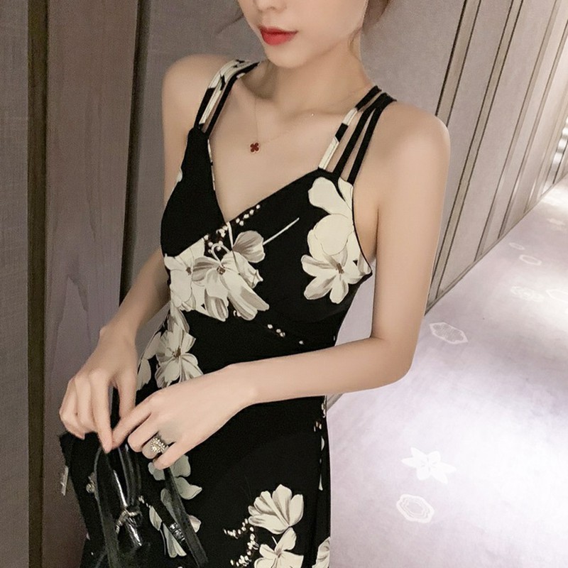 Váy Nữ Đầm Maxi Họa Tiết Hoa Thiết Kế Cổ Chữ V Quyến Rũ Dành Cho Nữ
