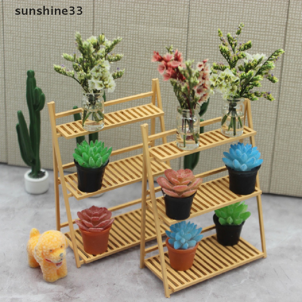 Giá đỡ chậu hoa đơn giản để trang trí nhà búp bê 1:20