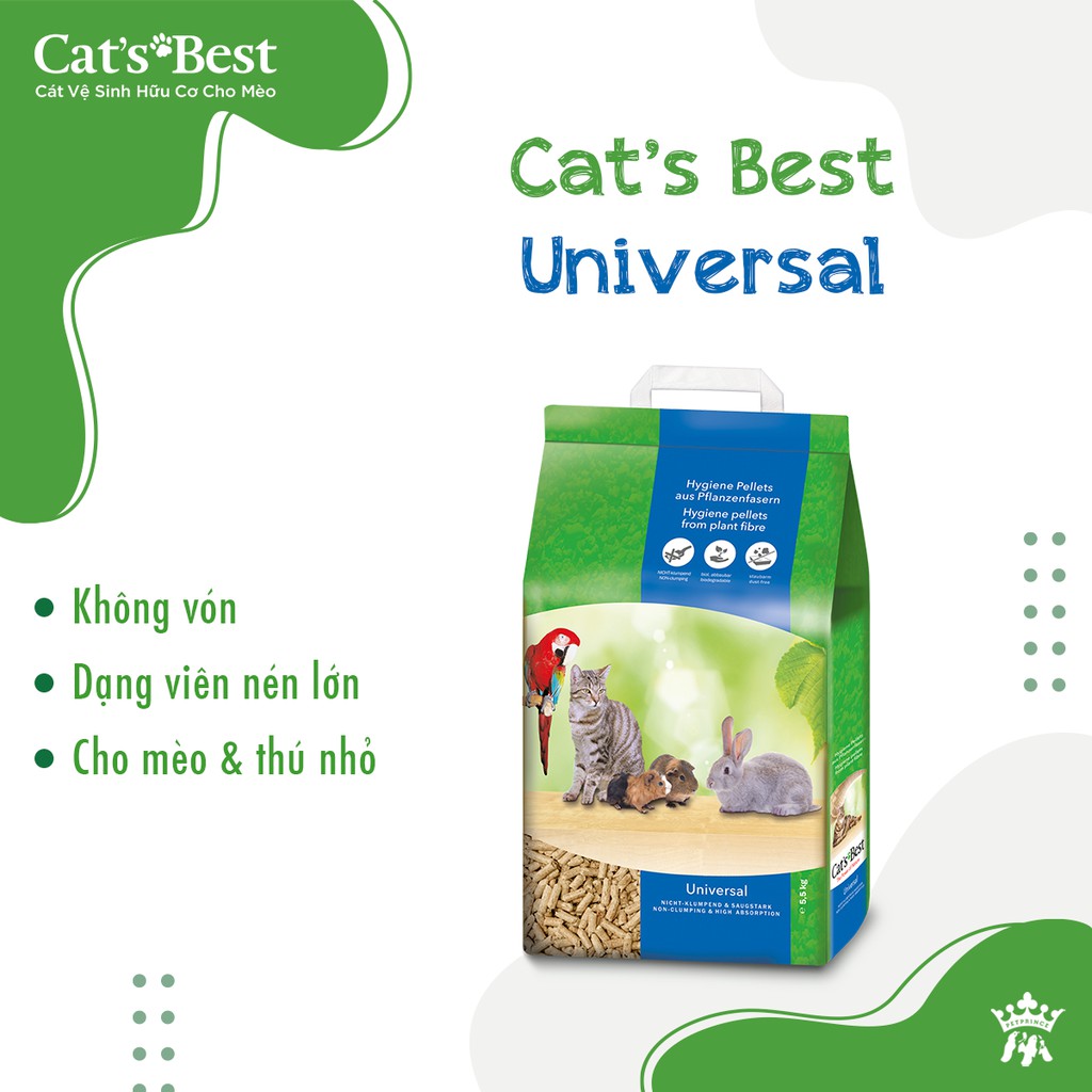 gỗ nén CAT'S BEST 𝐔𝐧𝐢𝐯𝐞𝐫𝐬𝐚𝐥 chuyên dành cho thỏ,bọ,sóc bắc mỹ và mèo (khử mùi đỉnh)