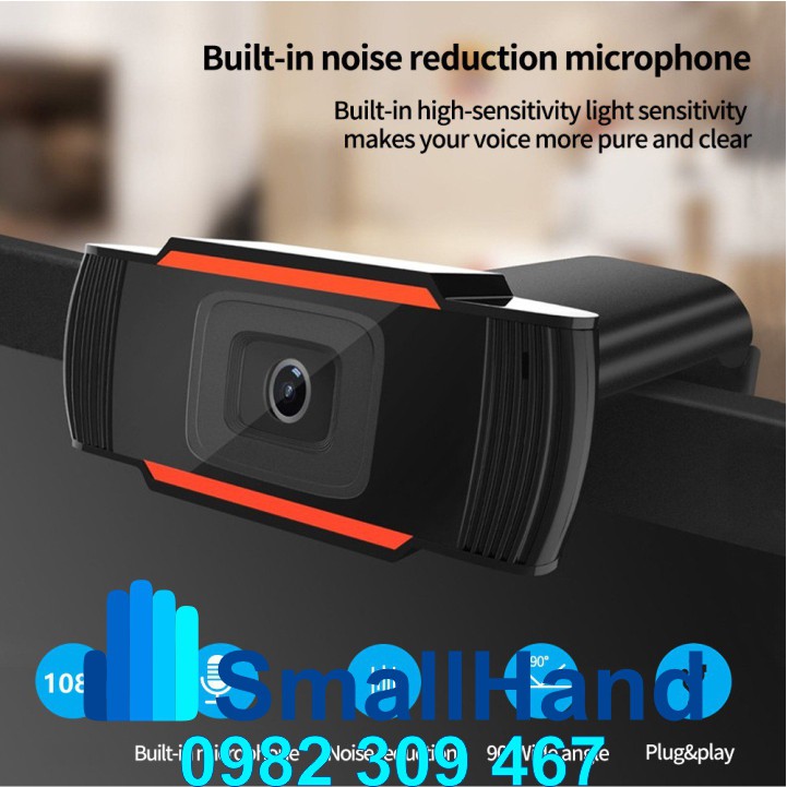 Webcam kẹp màn hình HD 1080P siêu nét – Có mic và đèn led hỗ trợ học trực tuyến – Bảo hành 12 tháng